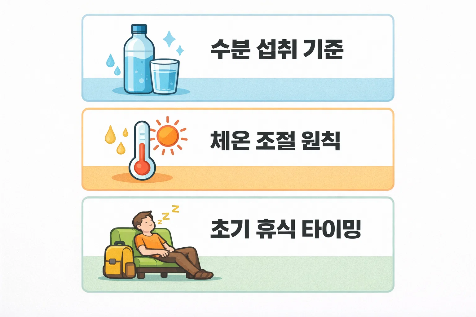 감기 몸살 초기 24시간 동안 필요한 수분 섭취량&middot;체온 조절&middot;휴식 타이밍을 정리한 회복 가이드 이미지