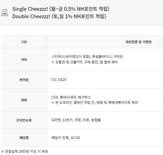 라이언치크체크카드 주요서비스