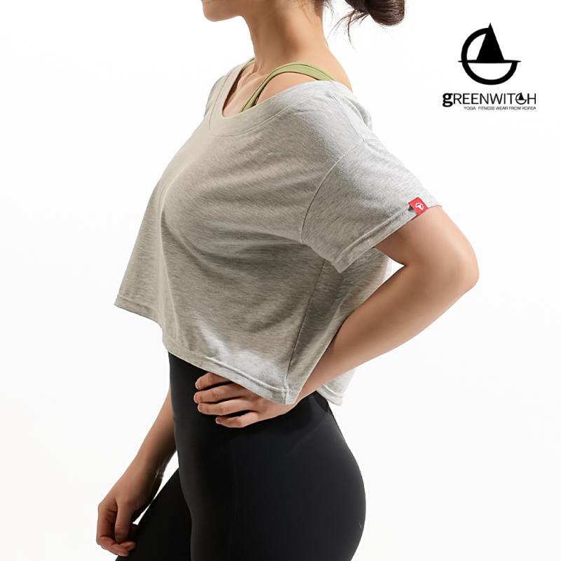 그리니치 모달면 딥라운드 크롭티셔츠 커버업 요가복 필라테스