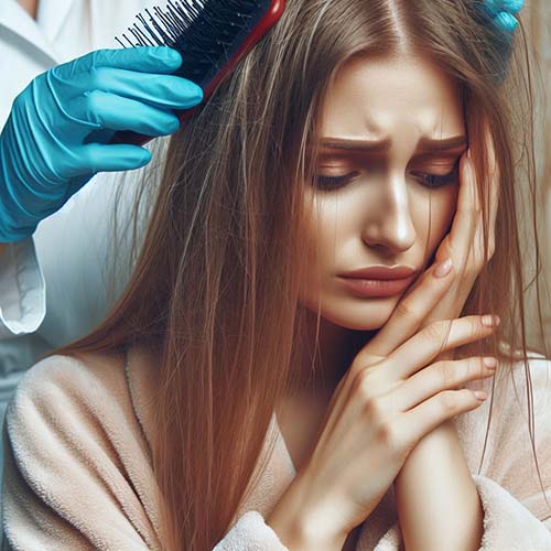 모발이-약해서-스트레스-받는-여성