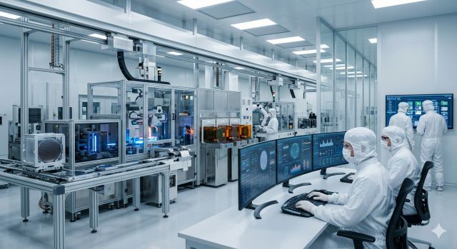 TSMC 반도체 공장에서 AI 칩 생산과 데이터센터용 반도체 제조 모습