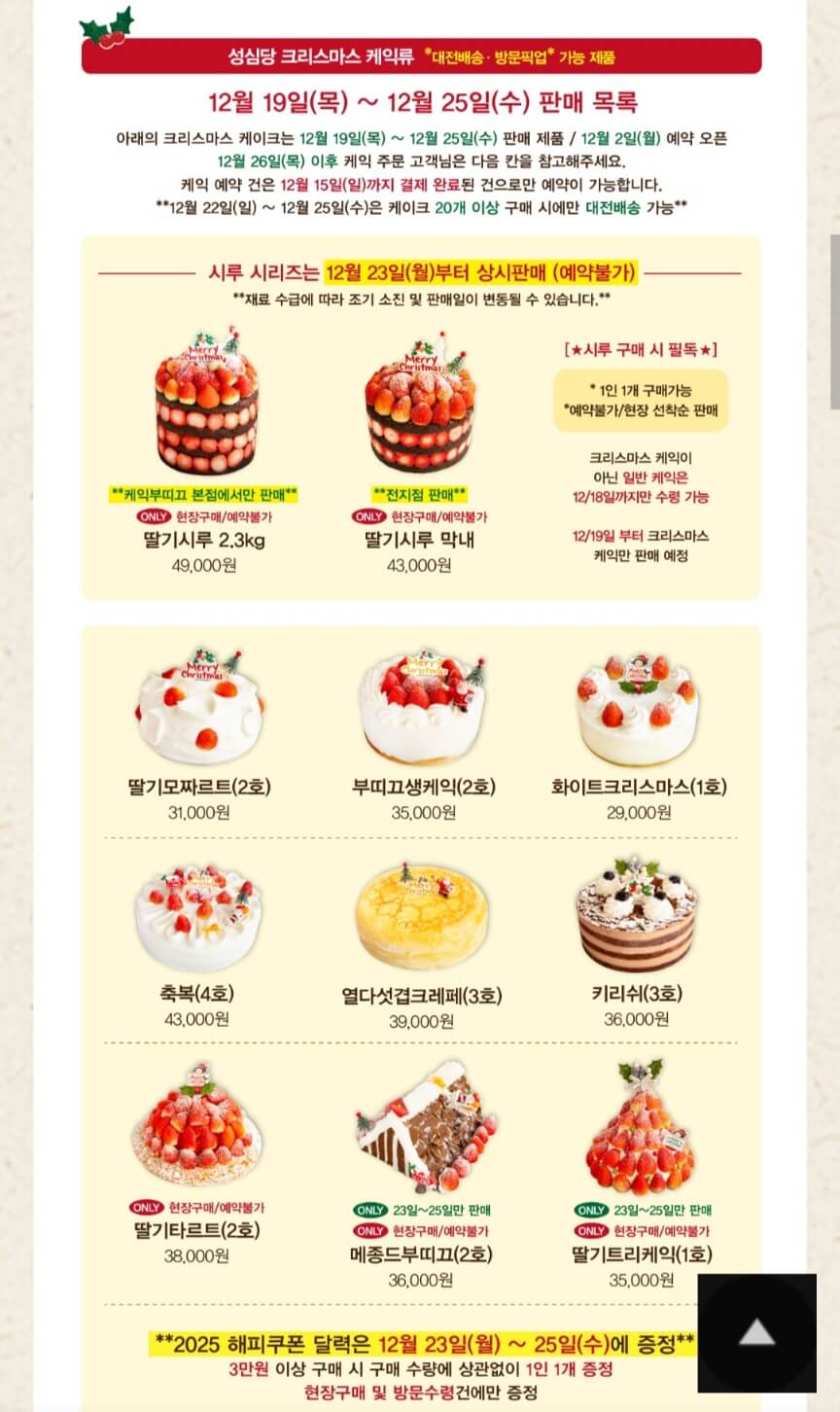 2024 크리스마스 케이크 사전예약