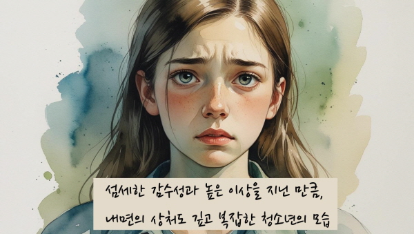 섬세한 감수성과 높은 이상을 지닌 만큼, 상처도 깊고 복잡합니다에 관한 그림