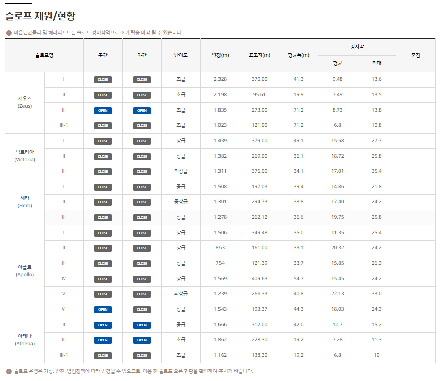 하이원 스키장 슬로프