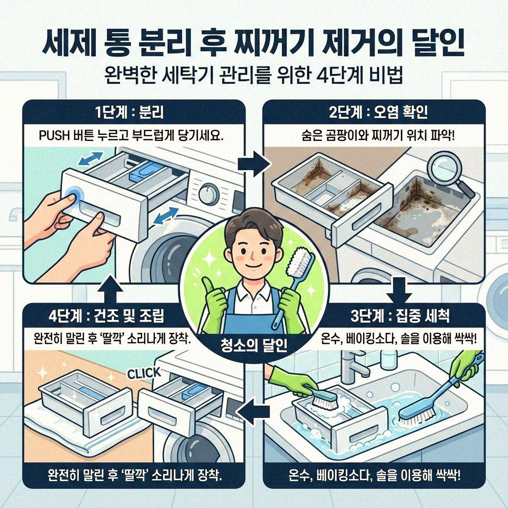 세탁기 세제 통 분리 청소 이렇게 쉬웠어