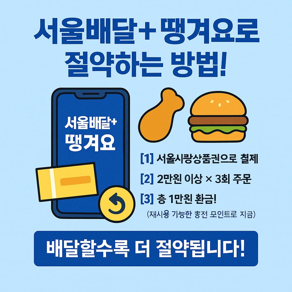 공공배달앱 서울배달+ 땡겨요 소비쿠폰 절약 방법