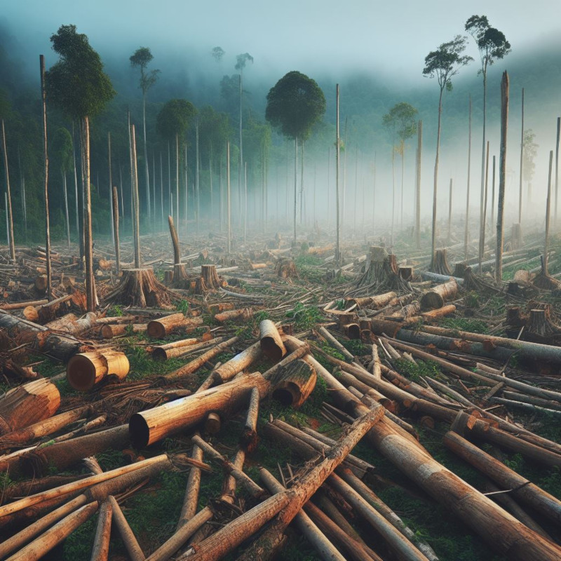 벌목으로 인하여 나무 기둥만 숲