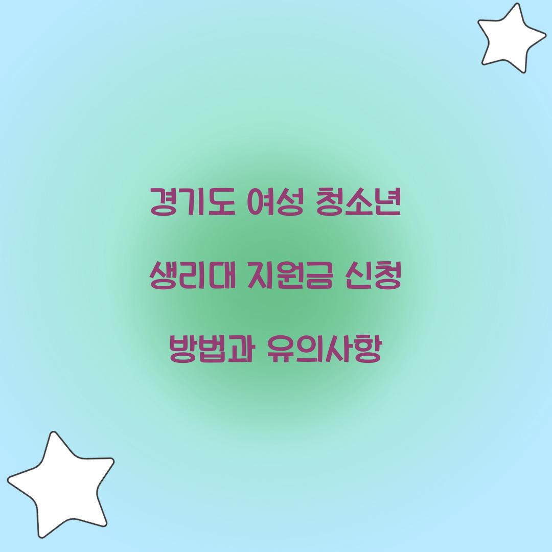 경기도 여성 청소년 생리대 지원금
