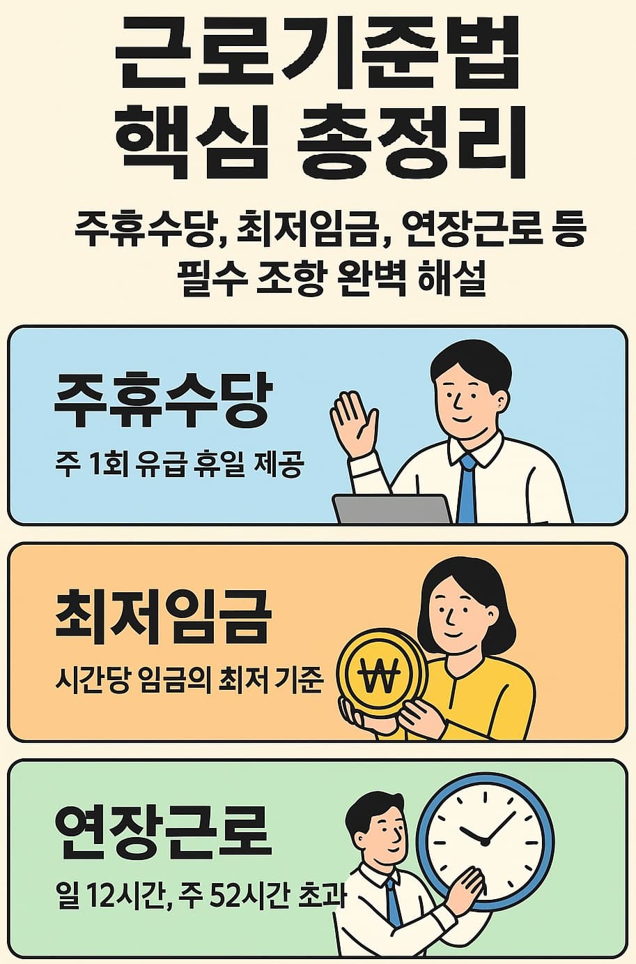 💡 근로기준법 핵심 총정리: 주휴수당, 최저임금, 연장근로 등 필수 조항 완벽 해설