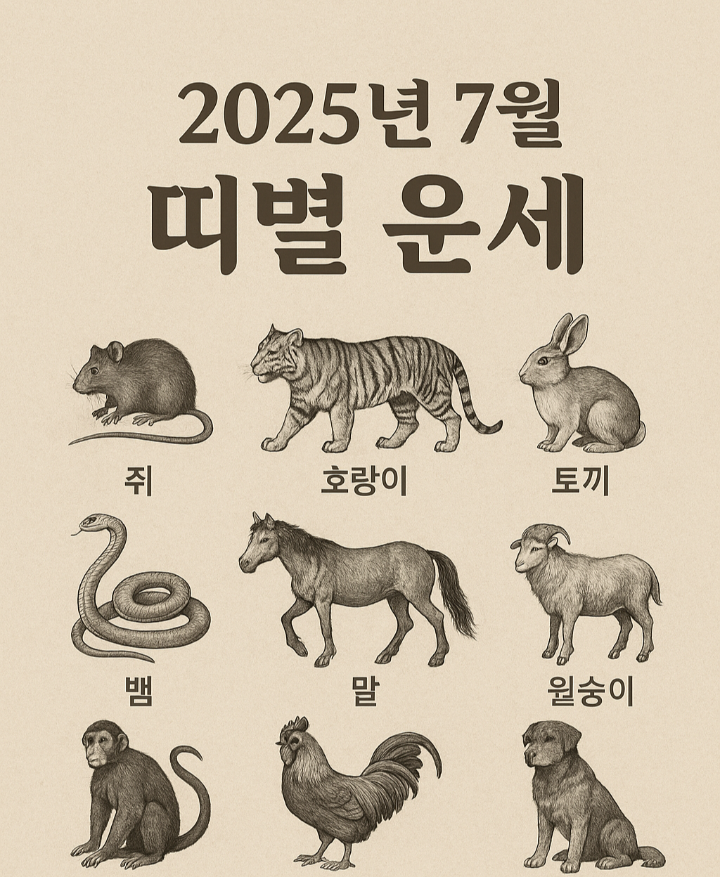 2025년 7월 띠별 운세
