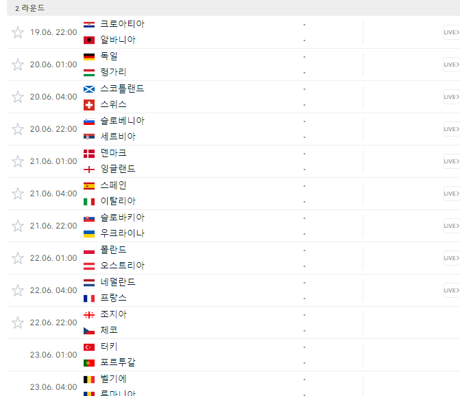 UEFA 유로 2024 경기일정