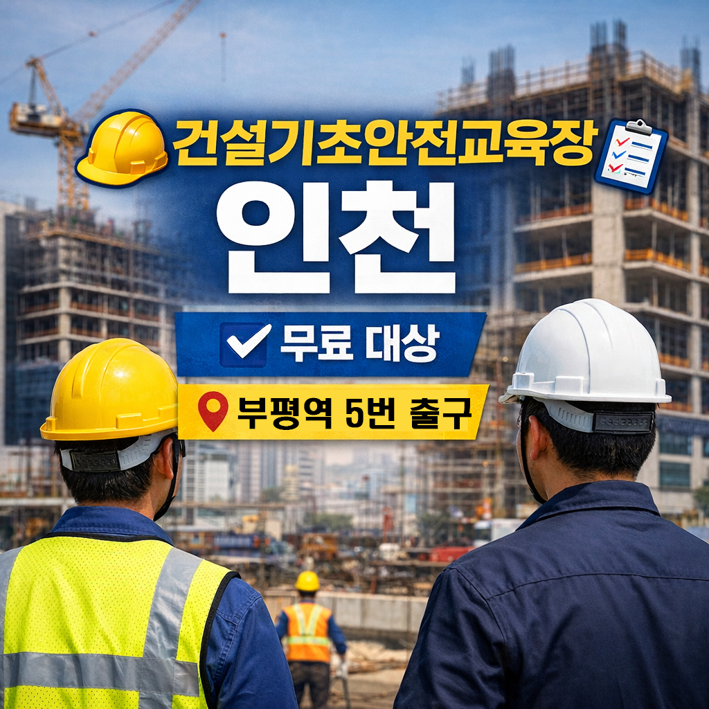 인천 건설기초안전교육장 가이드 무료교육 외국인 이수증 발급 정리