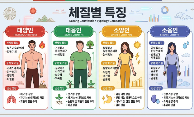 체질별 특징을 비교한 인포그래픽