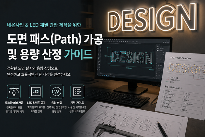 네온사인 및 LED 채널 간판 제작을 위한 도면 패스(Path) 가공 및 용량 산정