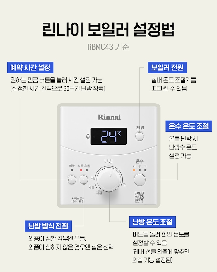 린나이 보일러 온도 조절기 사용법