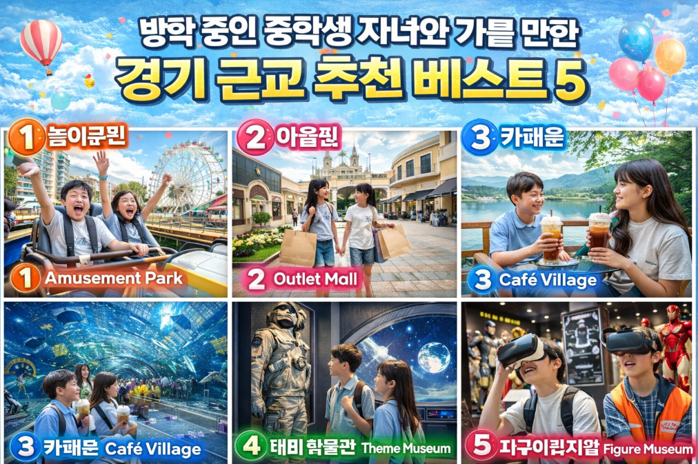 방학 중 중학생 자녀와 갈 경기 근교 베스트 5