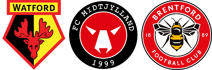 왓포드(좌), 미드윌란(중), 브렌트 포드(우) 로고