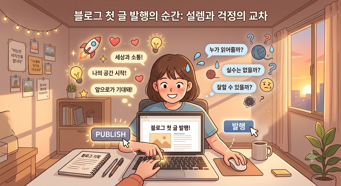 이미지 설명: 블로그 첫 글을 발행하며 느낀 점