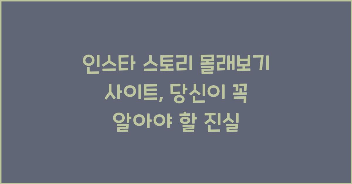 인스타 스토리 몰래보기 사이트