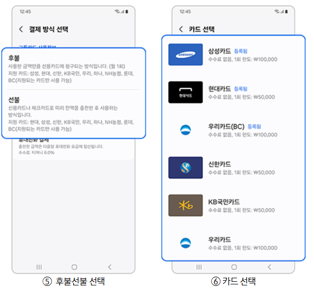 후불, 선불 선택하기