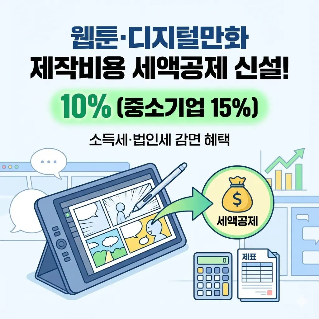 웹툰&middot;디지털만화 세액공제 신설 2026년부터 제작비용 최대 15% 세금 혜택