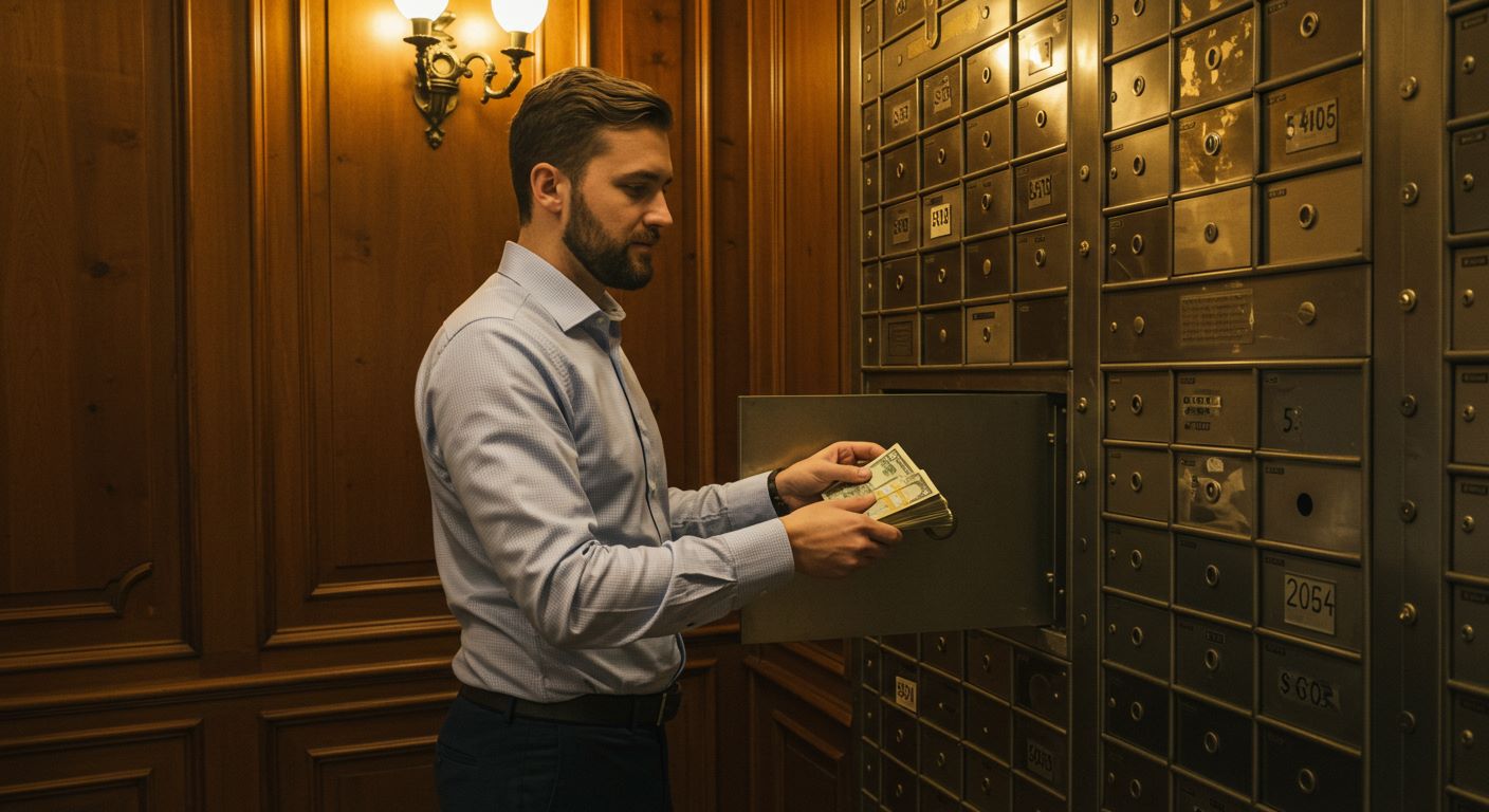 은행 대여금고에 예지하는 모습