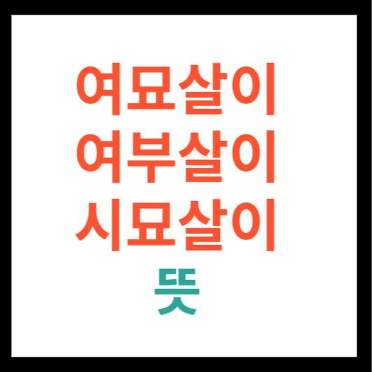 여묘살이 뜻, 여부살이 뜻, 시묘살이 뜻