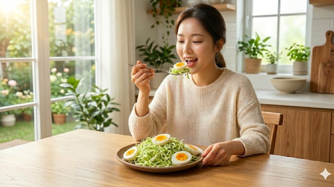 양배추와 삶은 계란