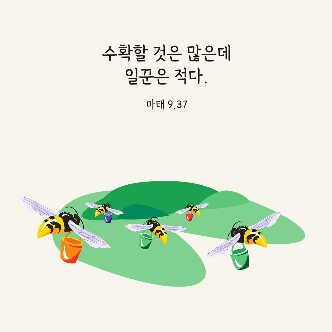 수확할 것은 많은데 일꾼은 적다. (마태 9&#44;37) 마태오복음 성경 말씀 카드 이미지 다운로드