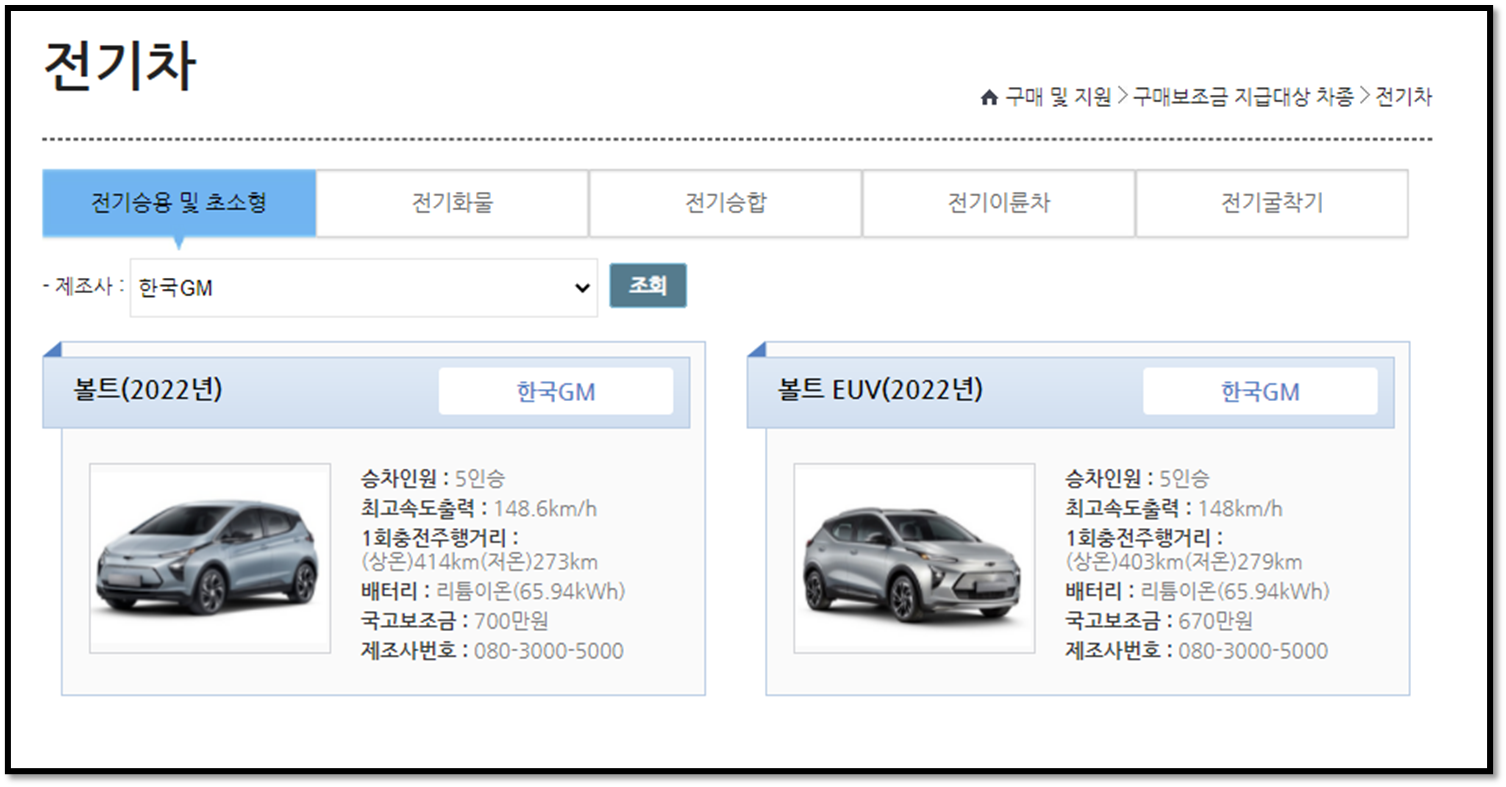 2022 전기차 보조금 신청 확정