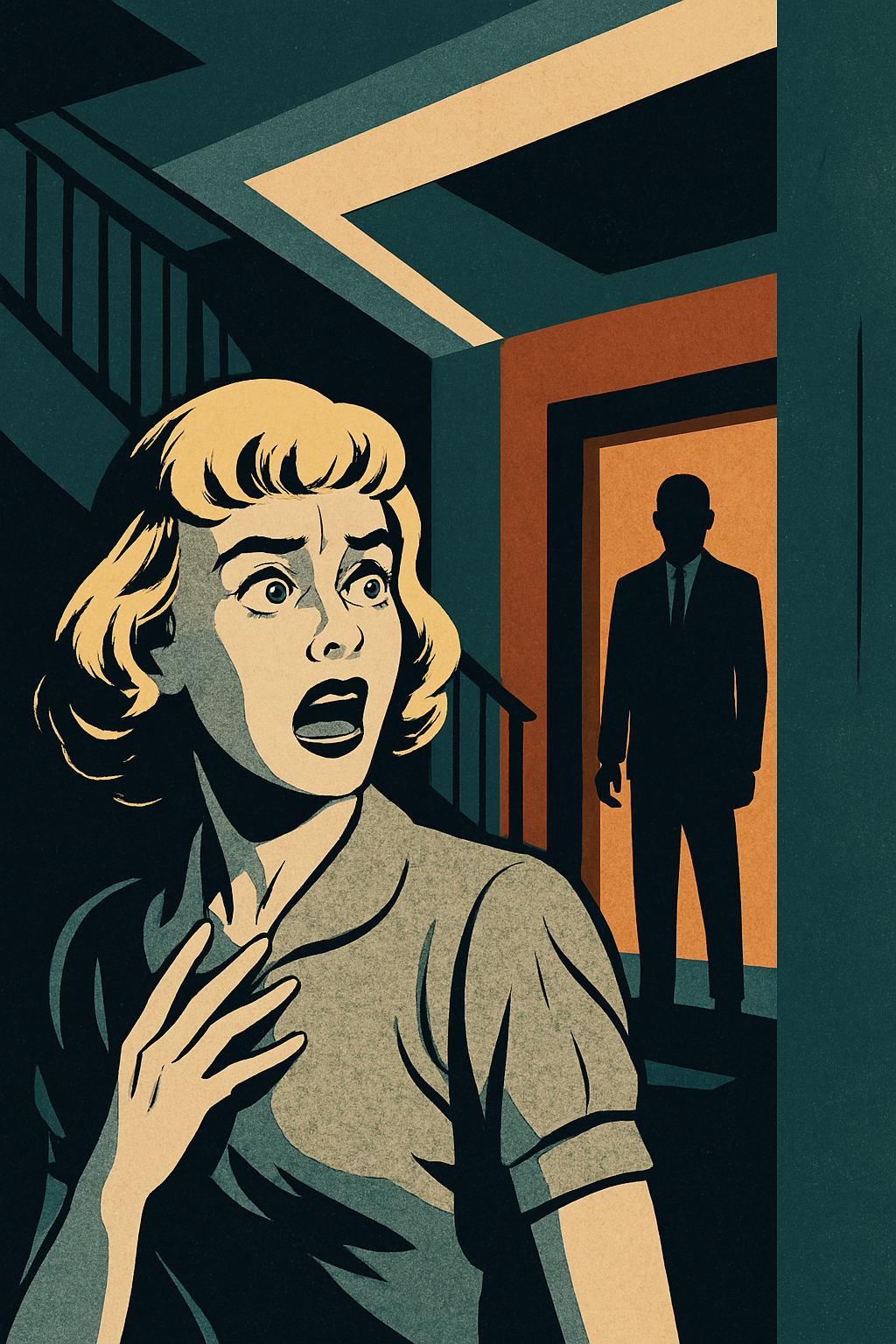 영화 히치콕 스타일 모던 감성 삽화