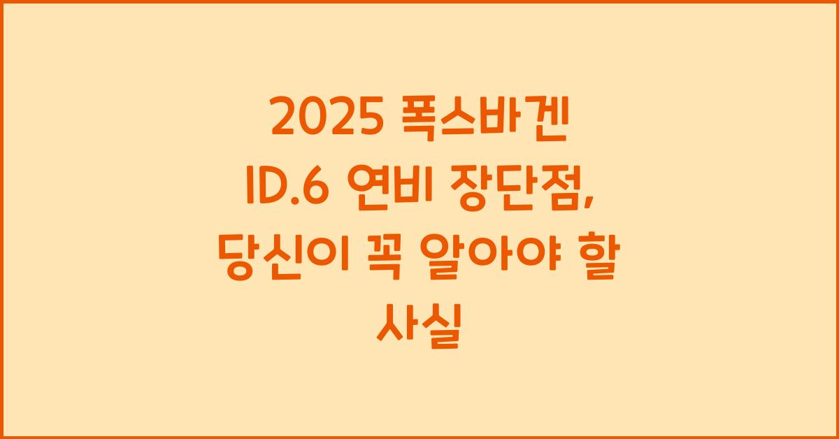 2025 폭스바겐 ID.6 연비 장단점
