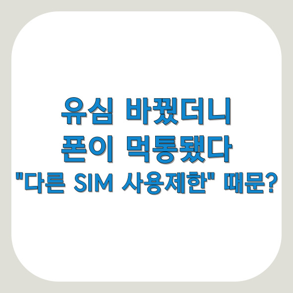 다른 심 SIM 사용제한 해제방법, 유심 교체 후 핸드폰 먹통 주의