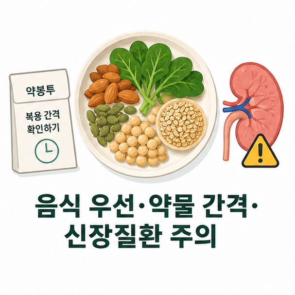 견과류와 콩, 통곡물, 녹색 채소 및 약물과 신장질환 주의사항