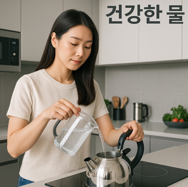 물을 끓여 깨끗하게 만드는 중