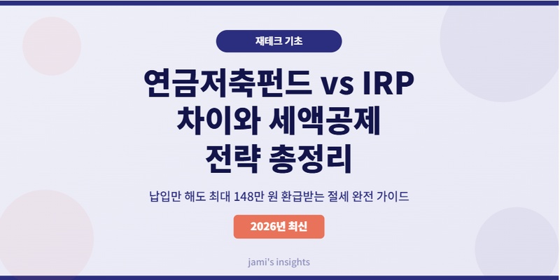 2026년 연금저축펀드 IRP 차이 세액공제 전략 최대 148만원 환급 총정리 블로그 썸네일 이미지