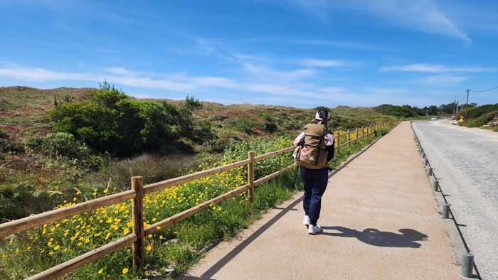 까미노 포르투게스, 무거운 배낭을 메고 포르투갈의 순례길을 걷는 15살 딸의 뒷모습