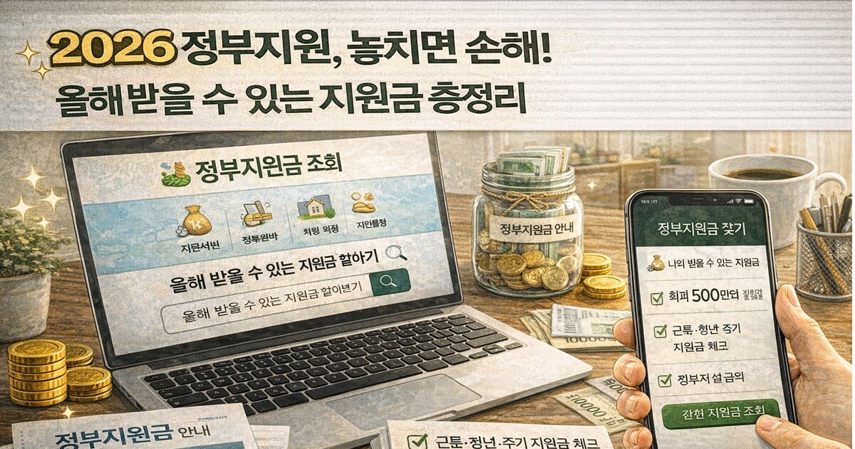 2026 정부지원 총정리|근로·청년·주거·에너지 지원금까지