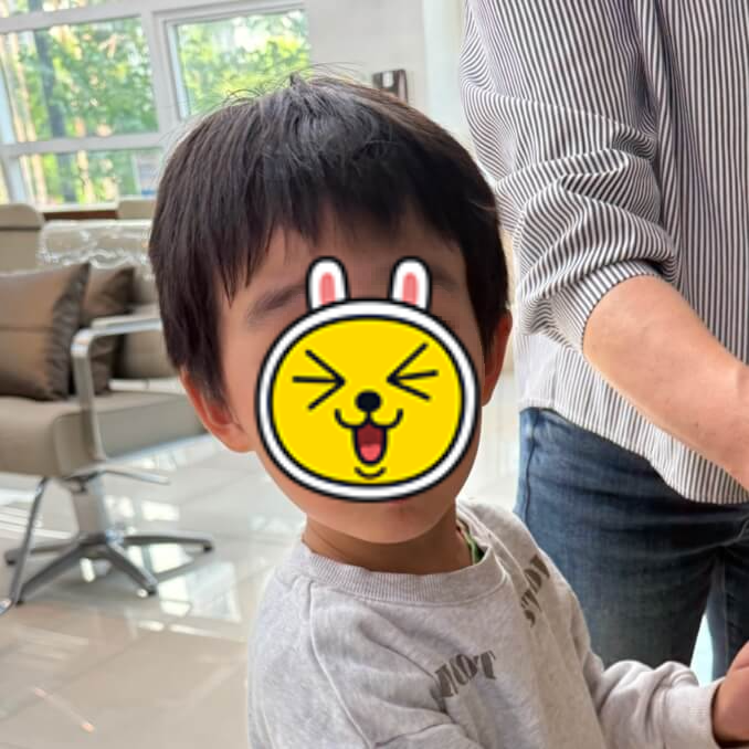 5살 아이 머리 자르기 전 모습 여수동 어린이 미용실 방문 전 상태