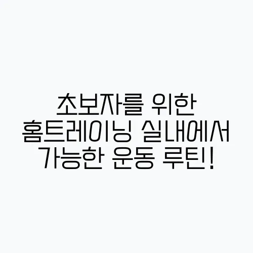 초보자를 위한 홈트레이닝 실내에서 가능한 운동 루틴!