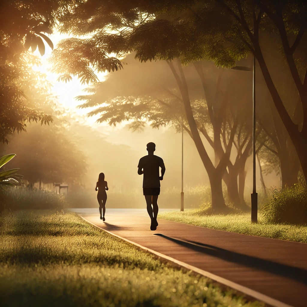 아침 공복 유산소 운동하는 사진