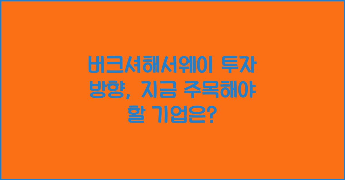 버크셔해서웨이 투자 방향