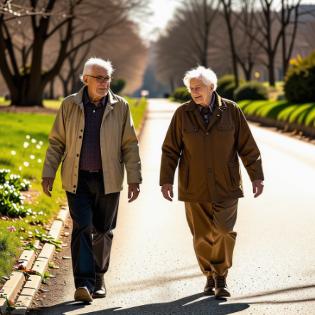 날씨좋은날 산책을 하러 온 노부부