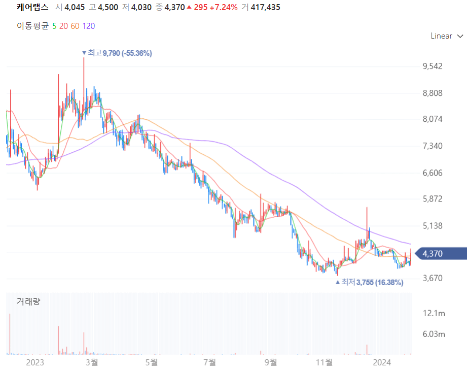 케어랩스 주가차트
