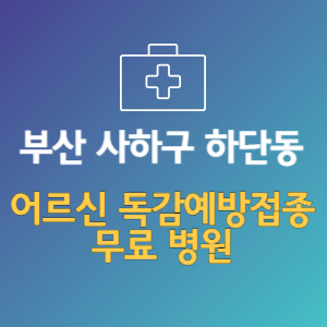 부산 사하구 하단동 노인 독감예방접종 무료 병원 (인플루엔자 무료 접종 대상 날짜)