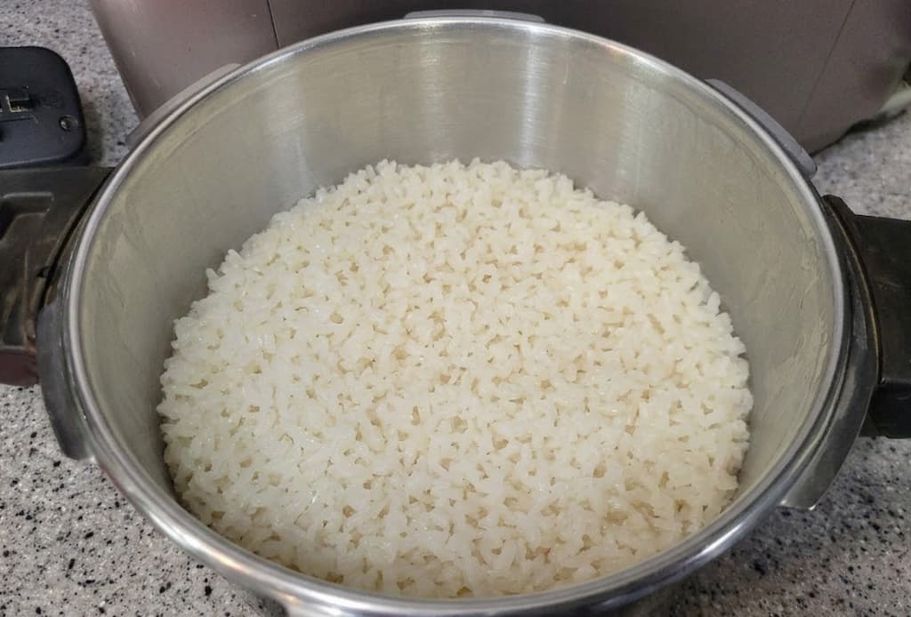 압력밥솥으로 만든 고슬한 고두밥 모습