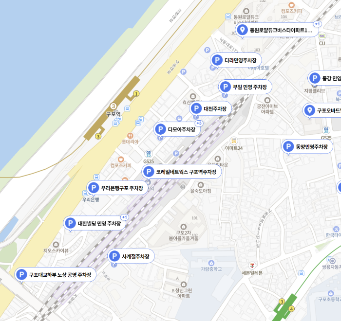 구포역 인근 주차장 현황