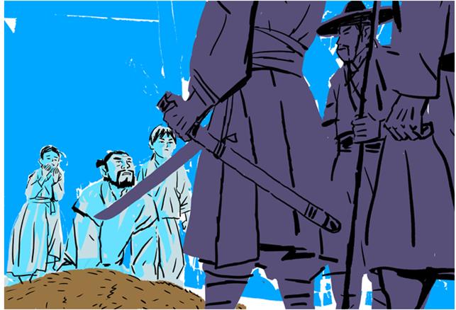 《강을 건너는 아이》 삽화