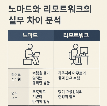 노마드와 리모트워크의 실무 차이 분석