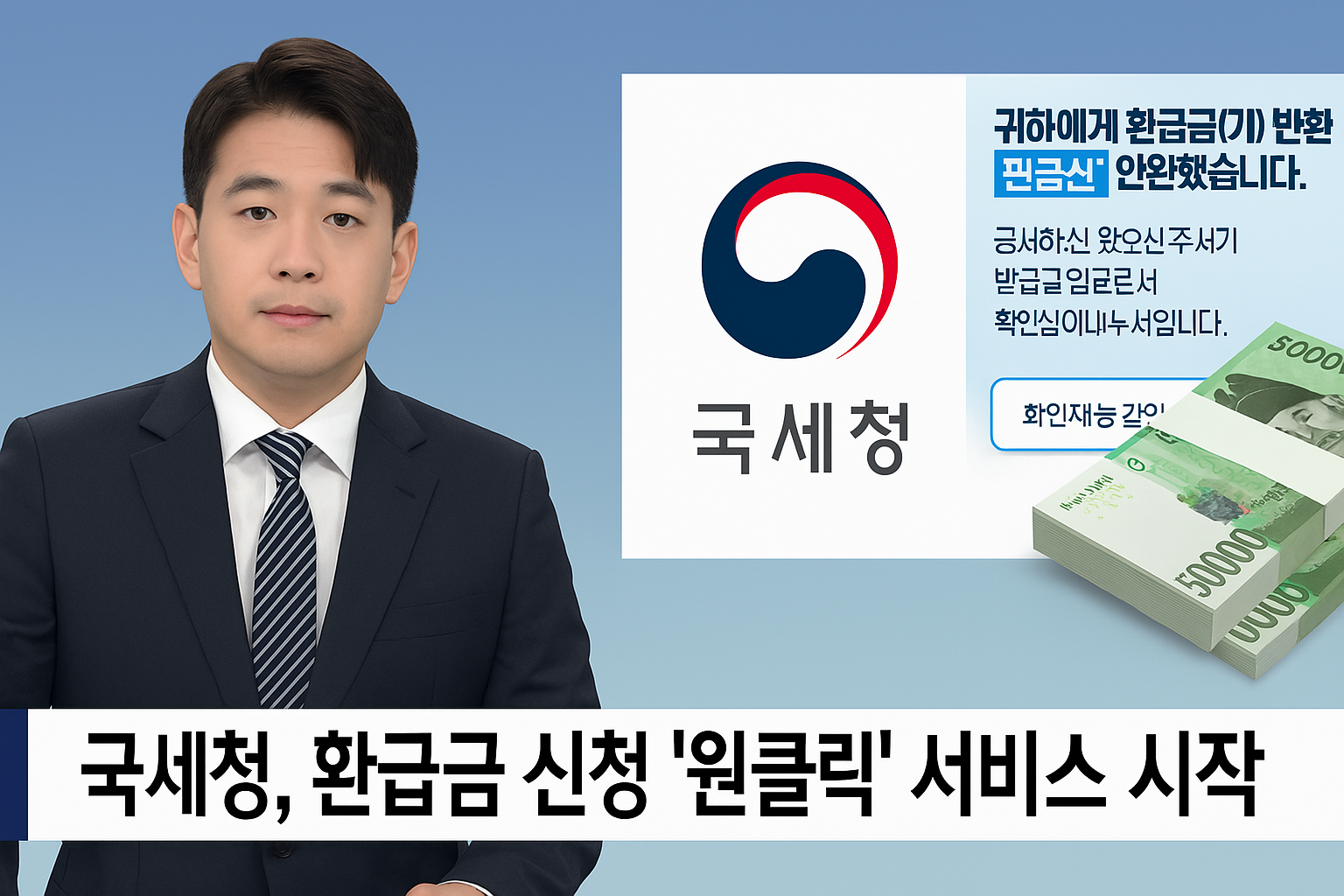 국세청, 환급금 신청 원클릭 서비스 시작